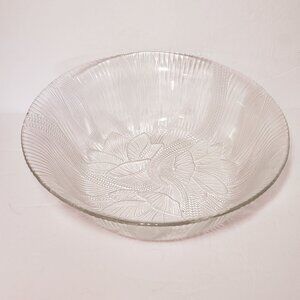 Vintage Clear Glass Crocus Pattern 9 Inch Salad Serving Bowl